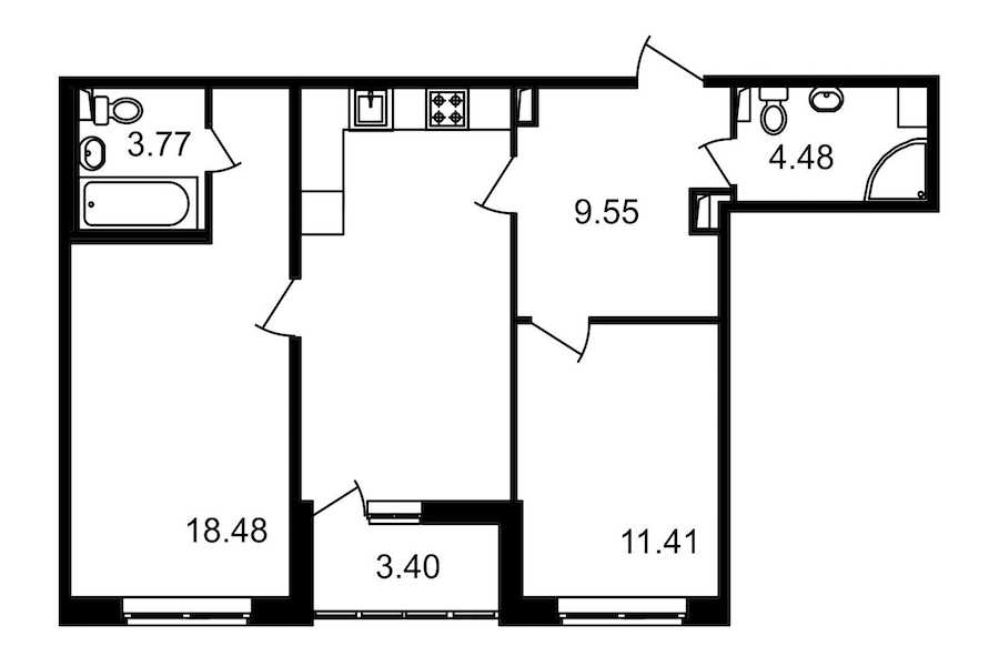 Двухкомнатная квартира в : площадь 69.24 м2 , этаж: 1 – купить в Санкт-Петербурге
